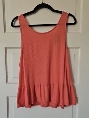 Sleeveless Peplum Tank Top - Coral Pink